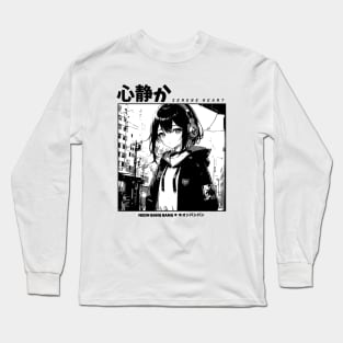 Black and White Japanese Anime and Manga Streetwear Kawaii Waifu Girl Long Sleeve T-Shirt